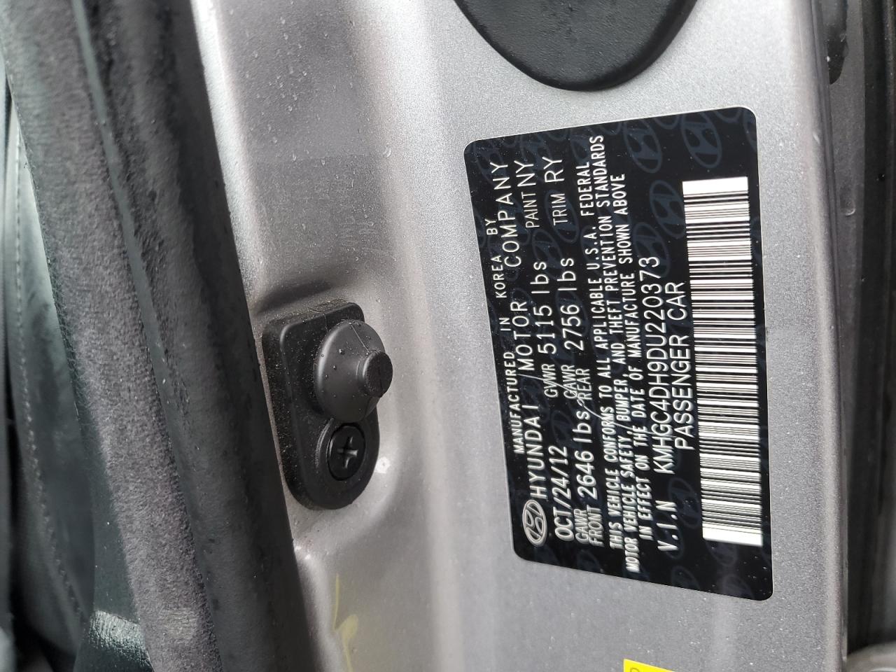 2013 Hyundai Genesis VIN KMHGC4DH9DU220373 Copart auction photo, front end damage thumbnail 12
