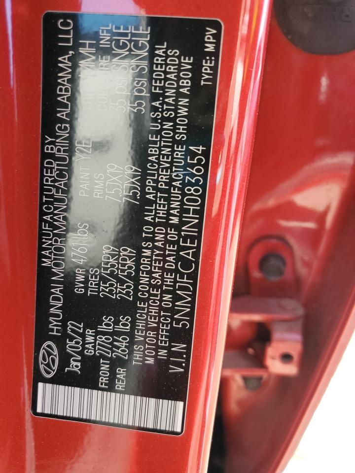 2022 Hyundai Tucson VIN 5NMJFCAE1NH083654 Copart auction photo, rear end / undercarriage damage thumbnail 15