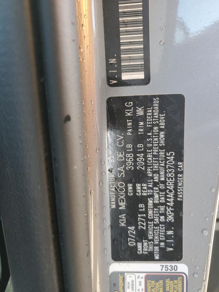 2024 KIA Forte VIN 3KPF44AC4RE837045 Copart auction photo, front end / side damage thumbnail 12
