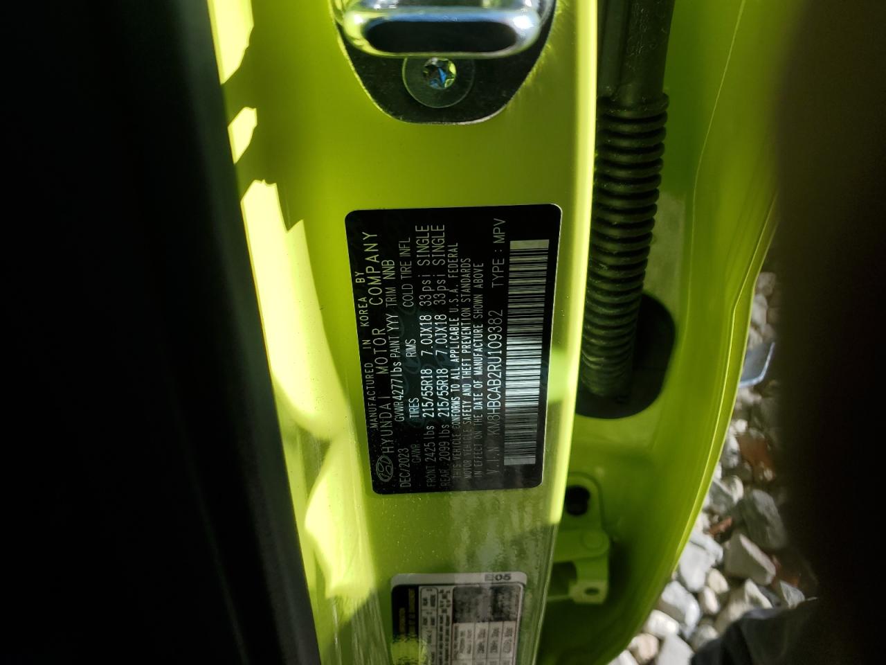 2024 Hyundai Kona VIN KM8HBCAB2RU109382 Copart auction photo, front end damage thumbnail 15