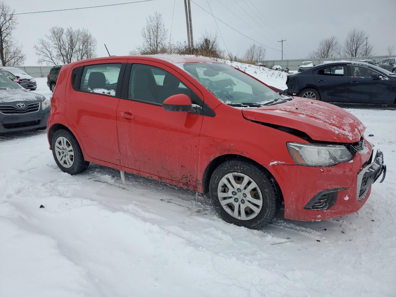 2020 Chevrolet Sonic VIN 1G1JG6SB5L4135336 Copart auction photo, front end / side damage thumbnail 4