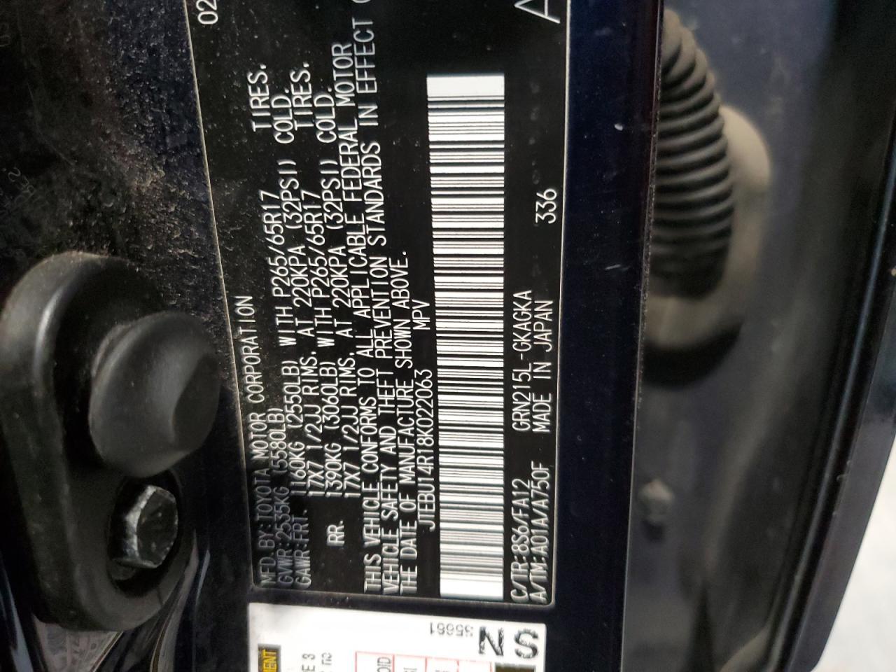 2008 Toyota 4Runner VIN JTEBU14R18K022063 Copart auction photo, front end damage thumbnail 15