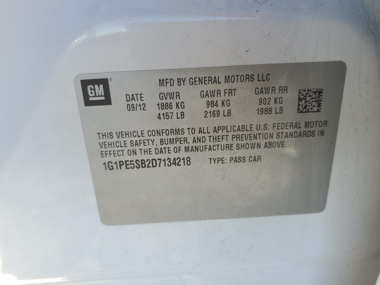 2013 Chevrolet Cruze VIN 1G1PE5SB2D7134218 Copart auction photo, undercarriage damage thumbnail 12