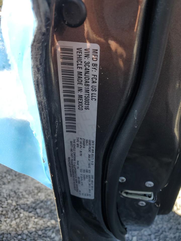 2021 Jeep Compass VIN 3C4NJDAB1MT500316 Copart auction photo, rollover damage thumbnail 12