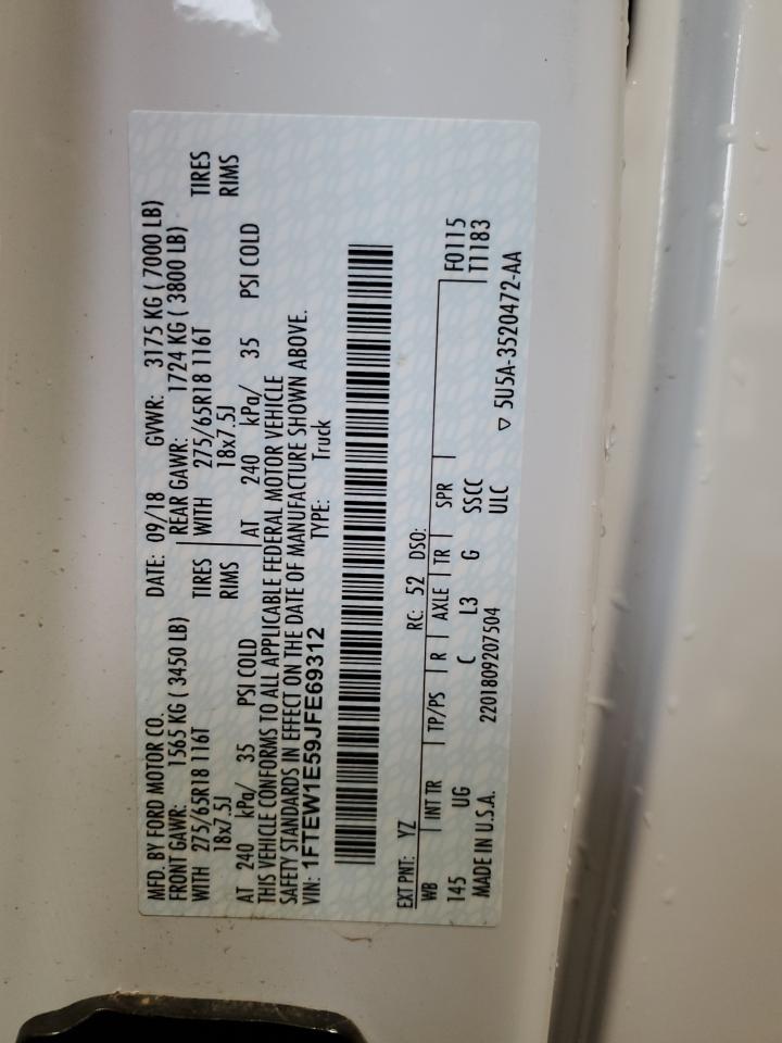 2018 Ford F-150 VIN 1FTEW1E59JFE69312 Copart auction photo, minor dent/scratches damage thumbnail 12