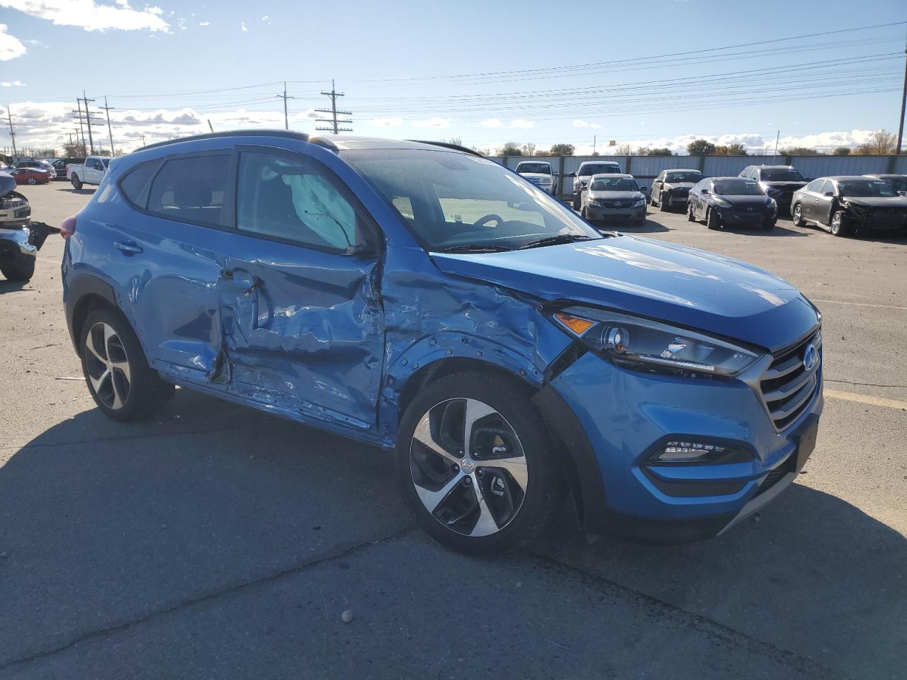 2017 Hyundai Tucson VIN KM8J3CA23HU551942 Copart auction photo, side / front end damage thumbnail 4