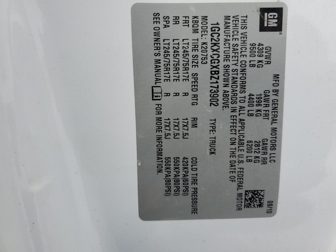 2011 Chevrolet Silverado VIN 1GC2KXCGXBZ173902 Copart auction photo, normal wear damage thumbnail 12
