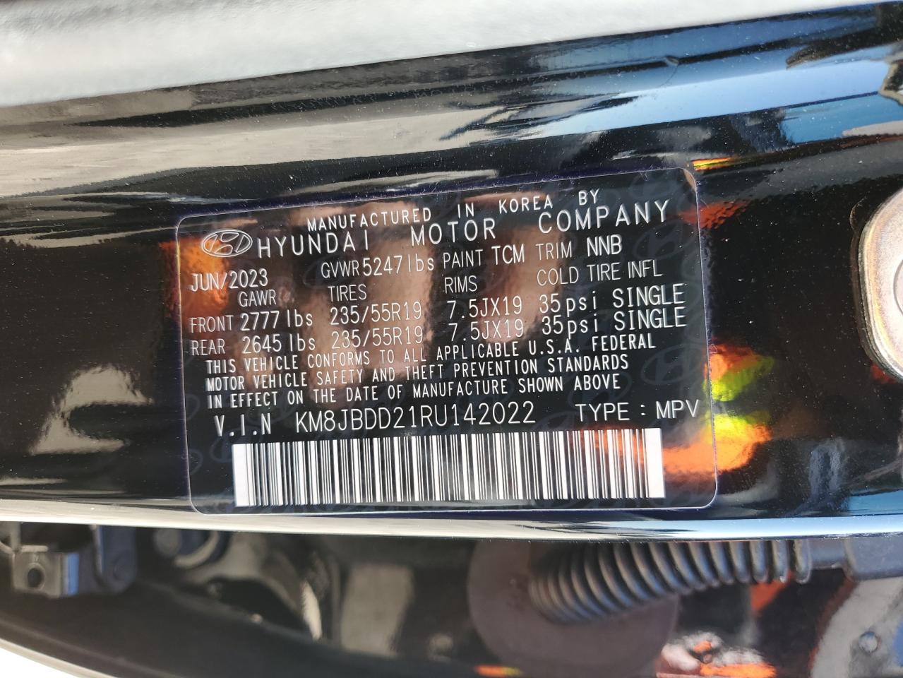 2024 Hyundai Tucson VIN KM8JBDD21RU142022 Copart auction photo, front end damage thumbnail 13
