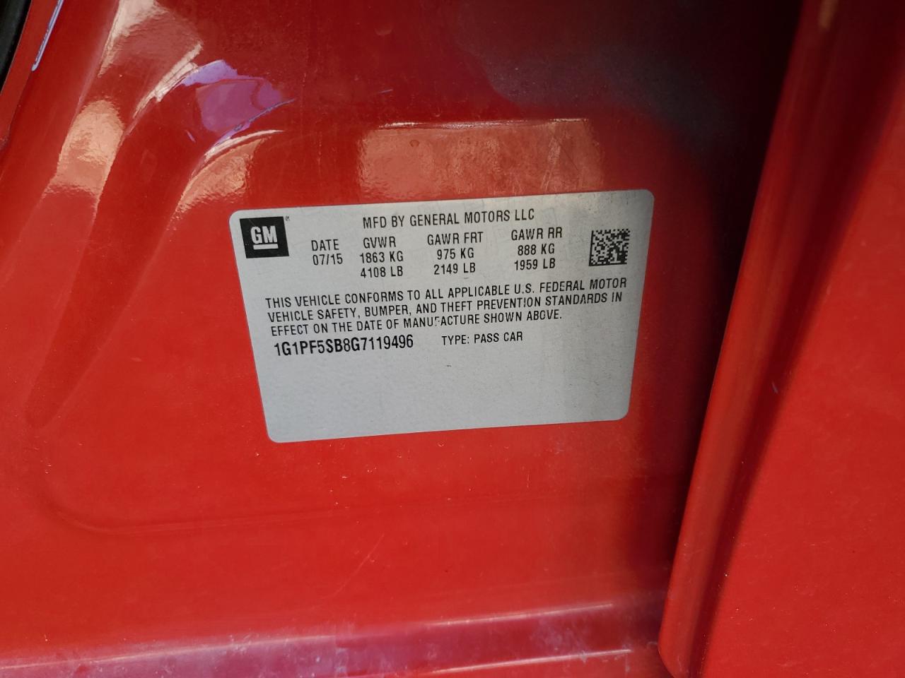 2016 Chevrolet Cruze VIN 1G1PF5SB8G7119496 Copart auction photo, front end damage thumbnail 12