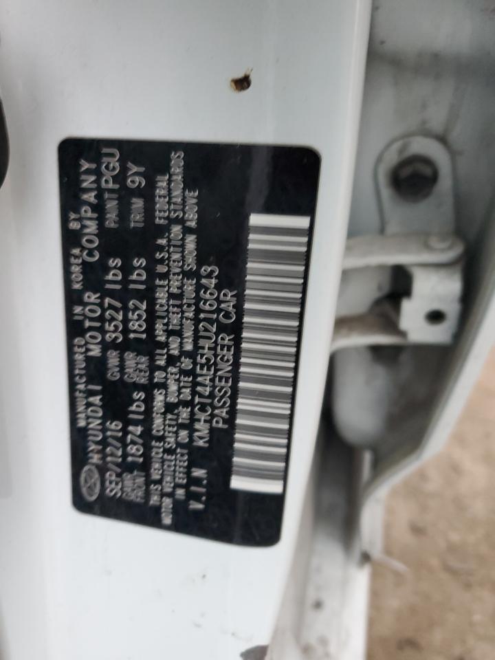 2017 Hyundai Accent VIN KMHCT4AE5HU216643 Copart auction photo, all over damage thumbnail 12
