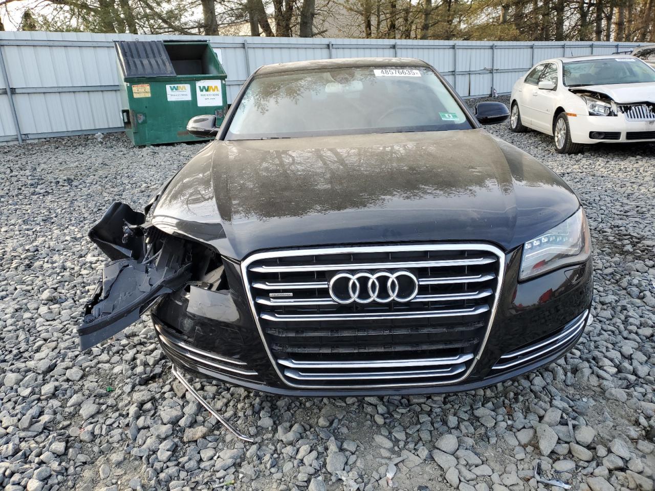 2014 Audi A8 VIN WAUAGAFD6EN013035 Copart auction photo, front end / side damage thumbnail 5