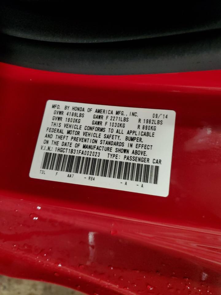 2015 Honda Accord VIN 1HGCT1B31FA002023 Copart auction photo, front end / side damage thumbnail 13