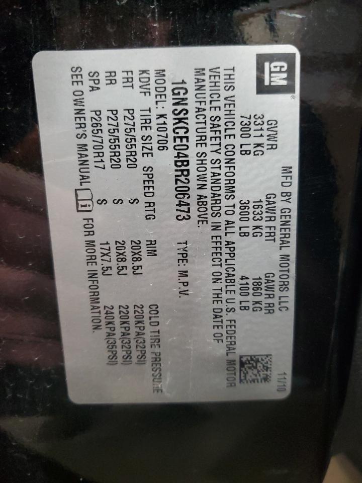 2011 Chevrolet Tahoe VIN 1GNSKCE04BR206473 Copart auction photo, front end damage thumbnail 14