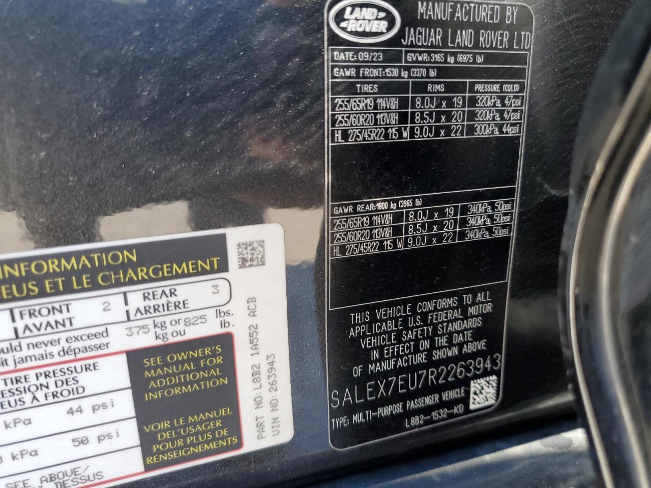 2024 Land Rover Defender VIN SALEX7EU7R2263943 Copart auction photo, front end / undercarriage damage thumbnail 14