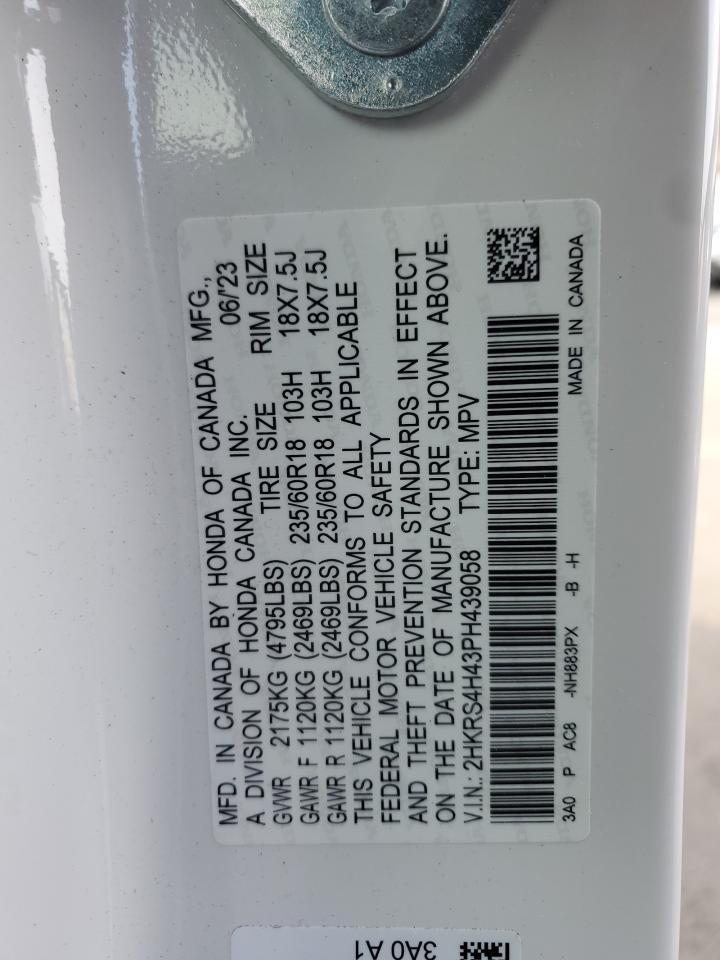 2023 Honda CR-V VIN 2HKRS4H43PH439058 Copart auction photo, rear end damage thumbnail 14