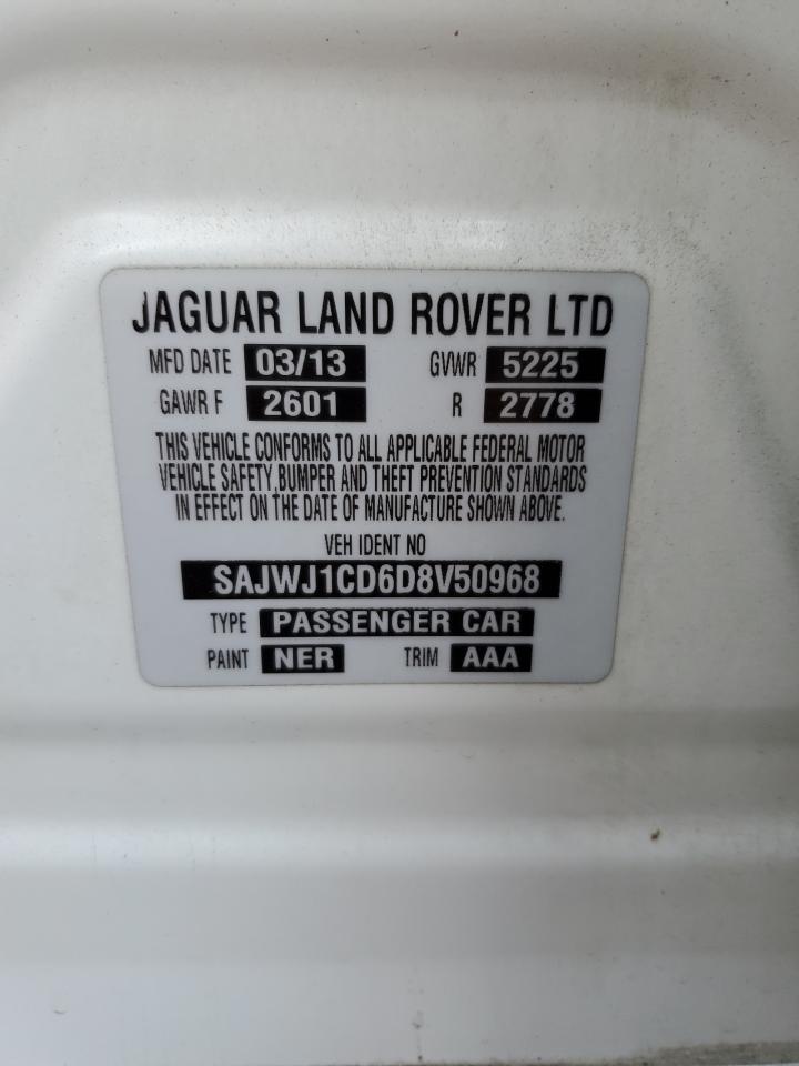 2013 Jaguar XJ VIN SAJWJ1CD6D8V50968 Copart auction photo, rear end damage thumbnail 12