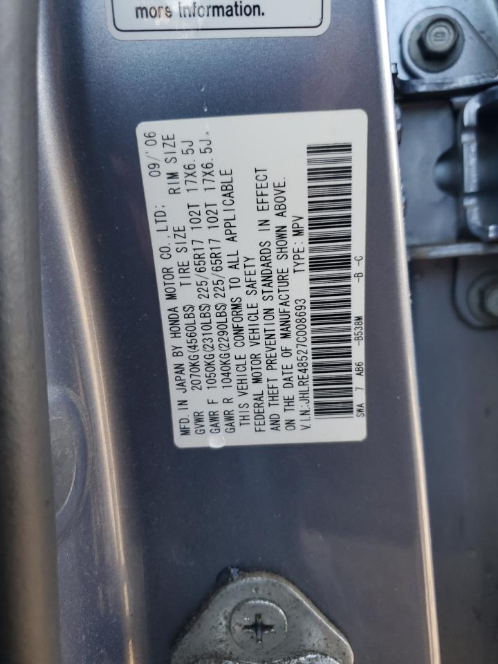 2007 Honda CR-V VIN JHLRE48527C008693 Copart auction photo, front end damage thumbnail 13
