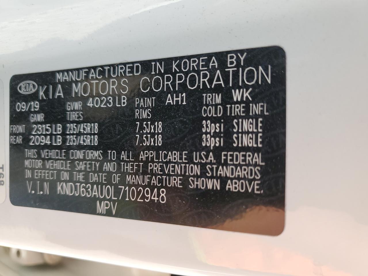 2020 KIA Soul VIN KNDJ63AU0L7102948 Copart auction photo, front end damage thumbnail 12