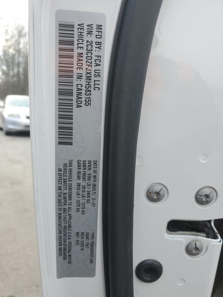 2021 Dodge Challenger VIN 2C3CDZFJXMH583155 Copart auction photo, rear end damage thumbnail 12
