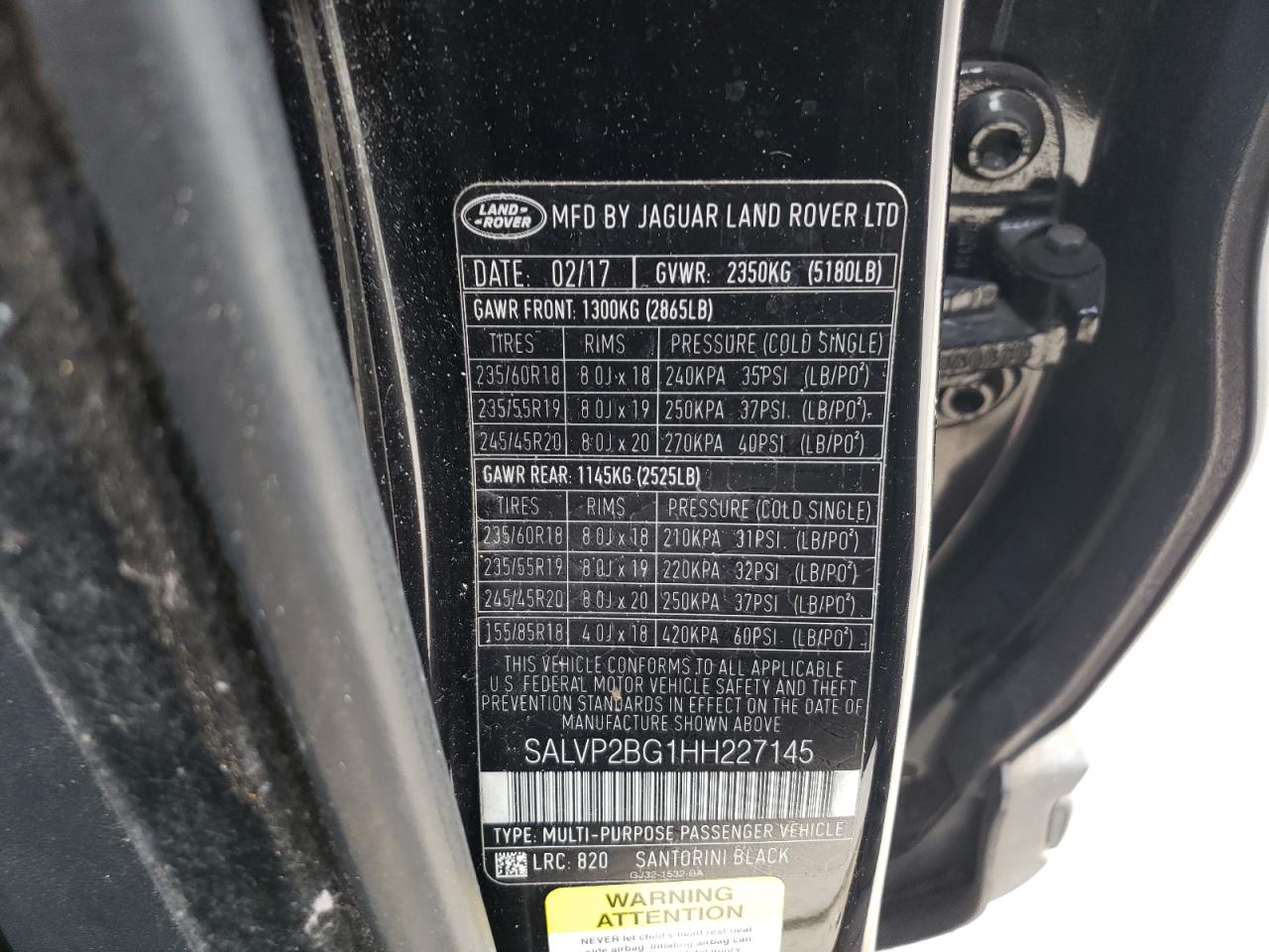 2017 Land Rover Range Rover VIN SALVP2BG1HH227145 Copart auction photo, side damage thumbnail 14