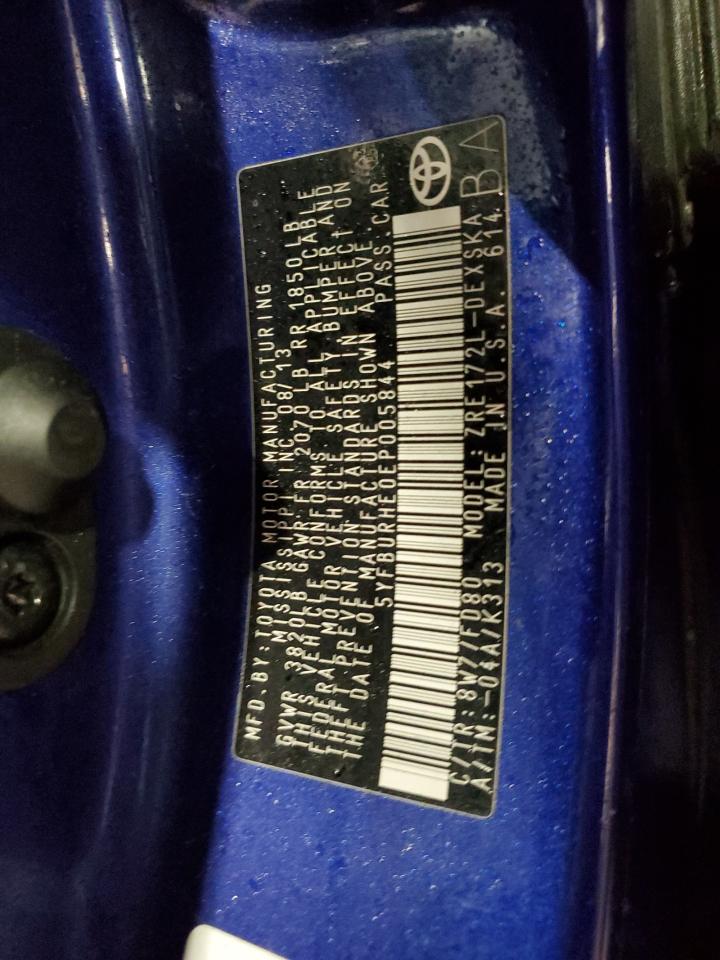 2014 Toyota Corolla VIN 5YFBURHE0EP005844 Copart auction photo, front end damage thumbnail 13