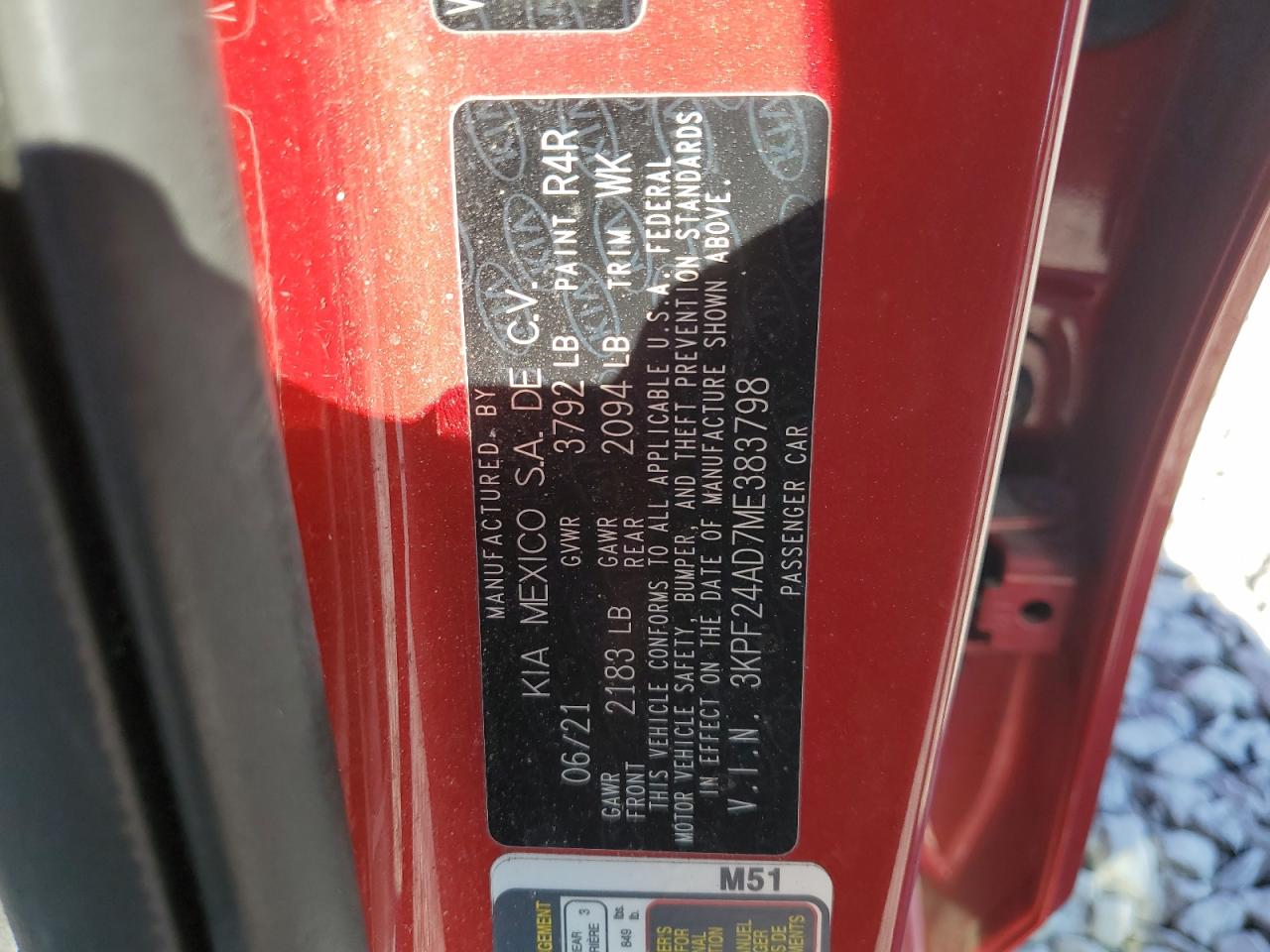 2021 KIA Forte VIN 3KPF24AD7ME383798 Copart auction photo, front end damage thumbnail 12