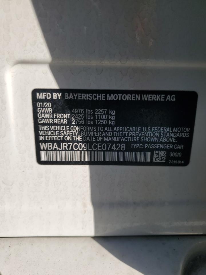 2020 BMW 5er VIN WBAJR7C09LCE07428 Copart auction photo, front end / minor dent/scratches damage thumbnail 12