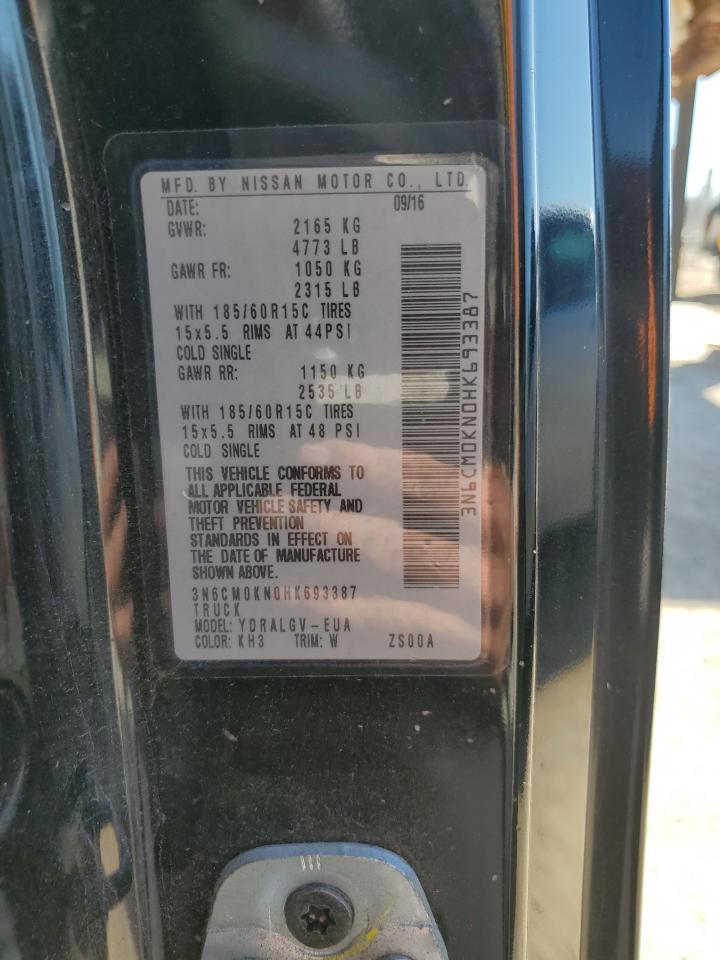 2017 Nissan NV VIN 3N6CM0KN0HK693387 Copart auction photo, rear end damage thumbnail 13
