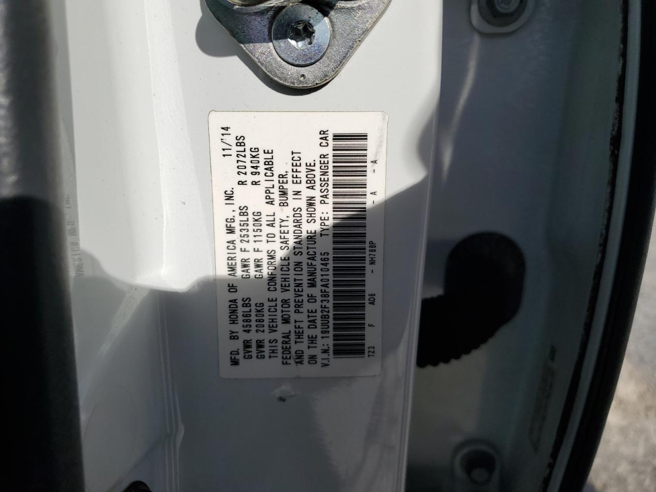 2015 Acura TLX VIN 19UUB2F38FA010465 Copart auction photo, front end / minor dent/scratches damage thumbnail 12