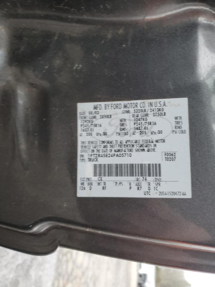 2004 Ford Ranger VIN 1FTZR45E24PA05710 Copart auction photo, all over damage thumbnail 12
