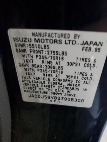 1995 Isuzu Trooper VIN JACDJ58V8S7908300 Copart auction photo, normal wear / mechanical damage thumbnail 12