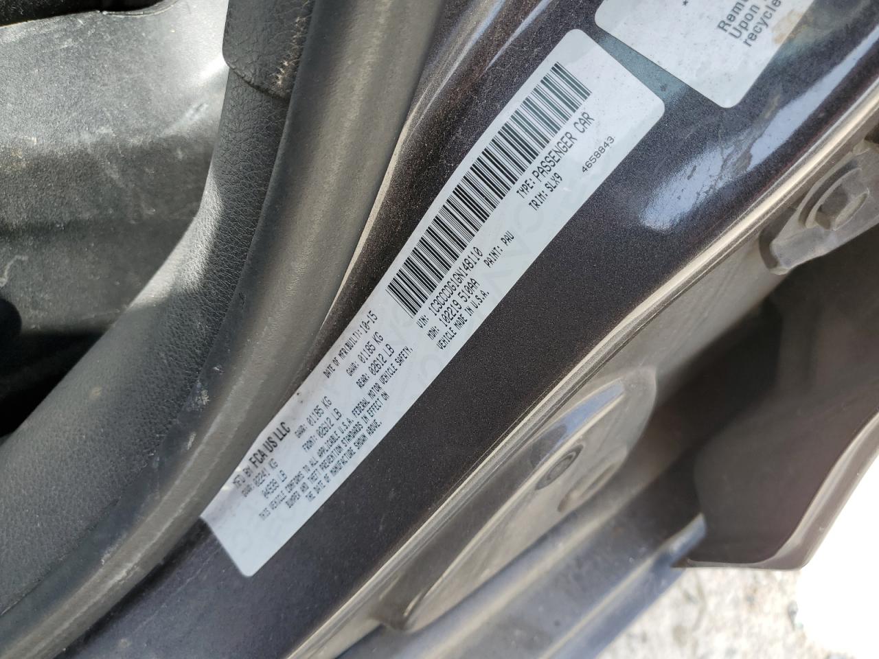 2016 Chrysler 200 VIN 1C3CCCDG1GN148110 Copart auction photo, mechanical damage thumbnail 12