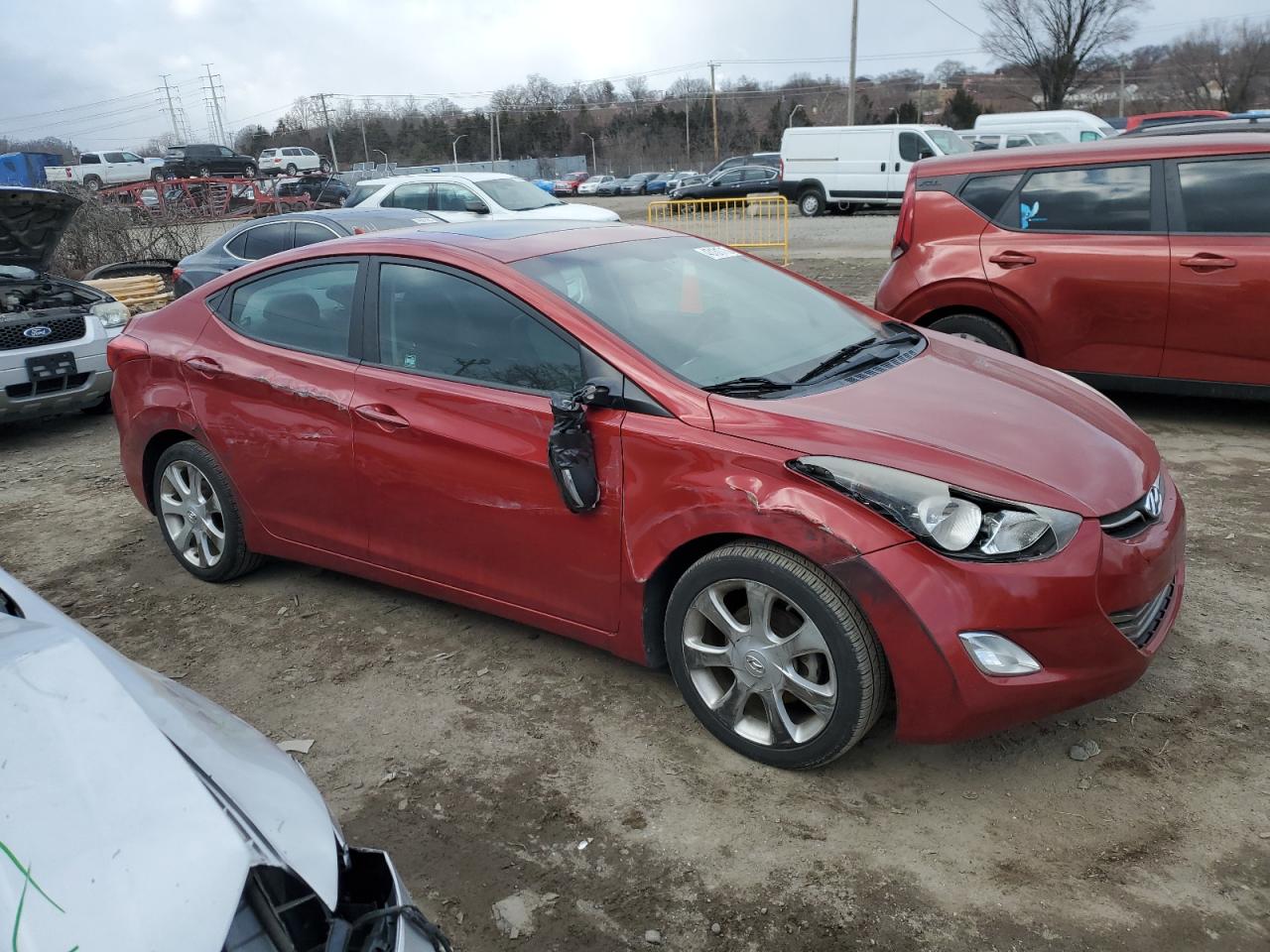 2013 Hyundai Elantra VIN KMHDH4AE6DU864508 Copart auction photo, side / front end damage thumbnail 4