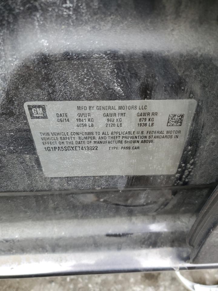 2014 Chevrolet Cruze VIN 1G1PA5SGXE7413022 Copart auction photo, rear end / front end damage thumbnail 12
