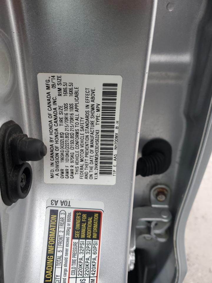 2014 Honda CR-V VIN 2HKRM3H33EH563243 Copart auction photo, front end / rear end damage thumbnail 13