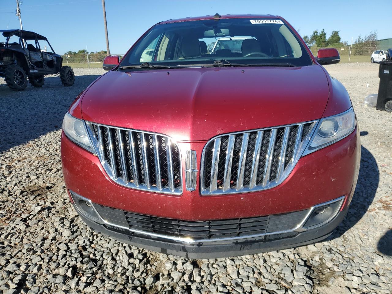 2014 Lincoln MKX VIN 2LMDJ6JK8EBL07827 Copart auction photo, top/roof / side damage thumbnail 5