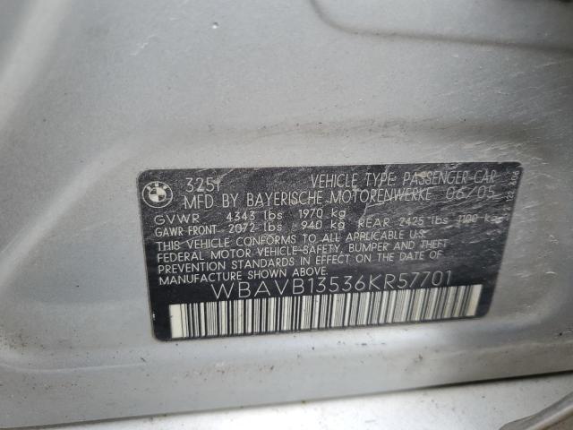 2006 BMW 3er VIN WBAVB13536KR57701 Copart auction photo, front end / minor dent/scratches damage thumbnail 12