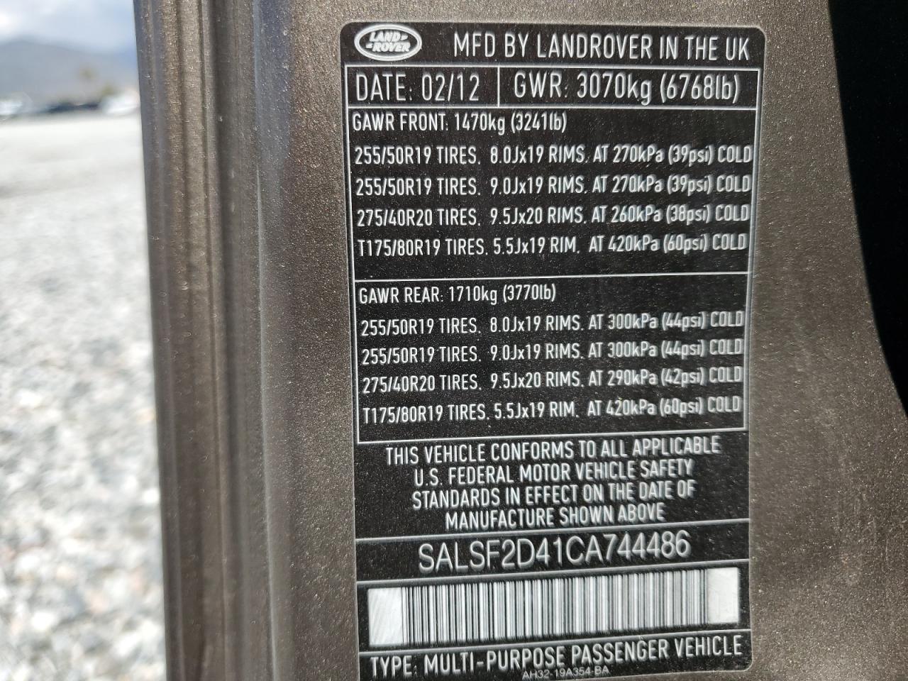 2012 Land Rover Range Rover VIN SALSF2D41CA744486 Copart auction photo, burn / burn - engine damage thumbnail 15