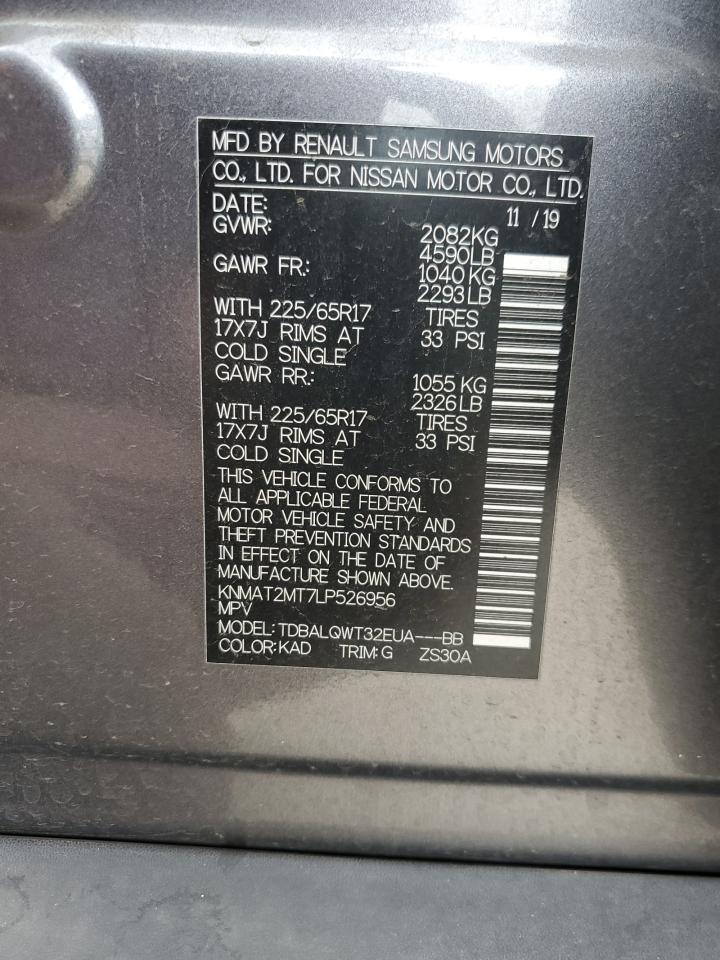2020 Nissan Rogue VIN KNMAT2MT7LP526956 Copart auction photo, rear end / minor dent/scratches damage thumbnail 15