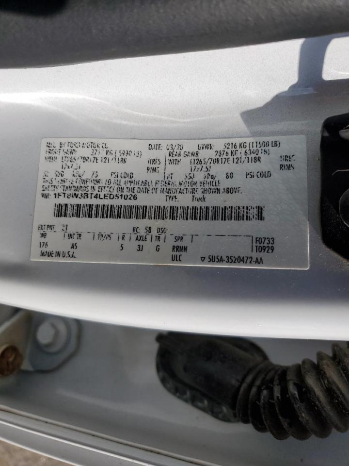 2020 Ford F350 VIN 1FT8W3BT4LED51026 Copart auction photo, front end / rear end damage thumbnail 13