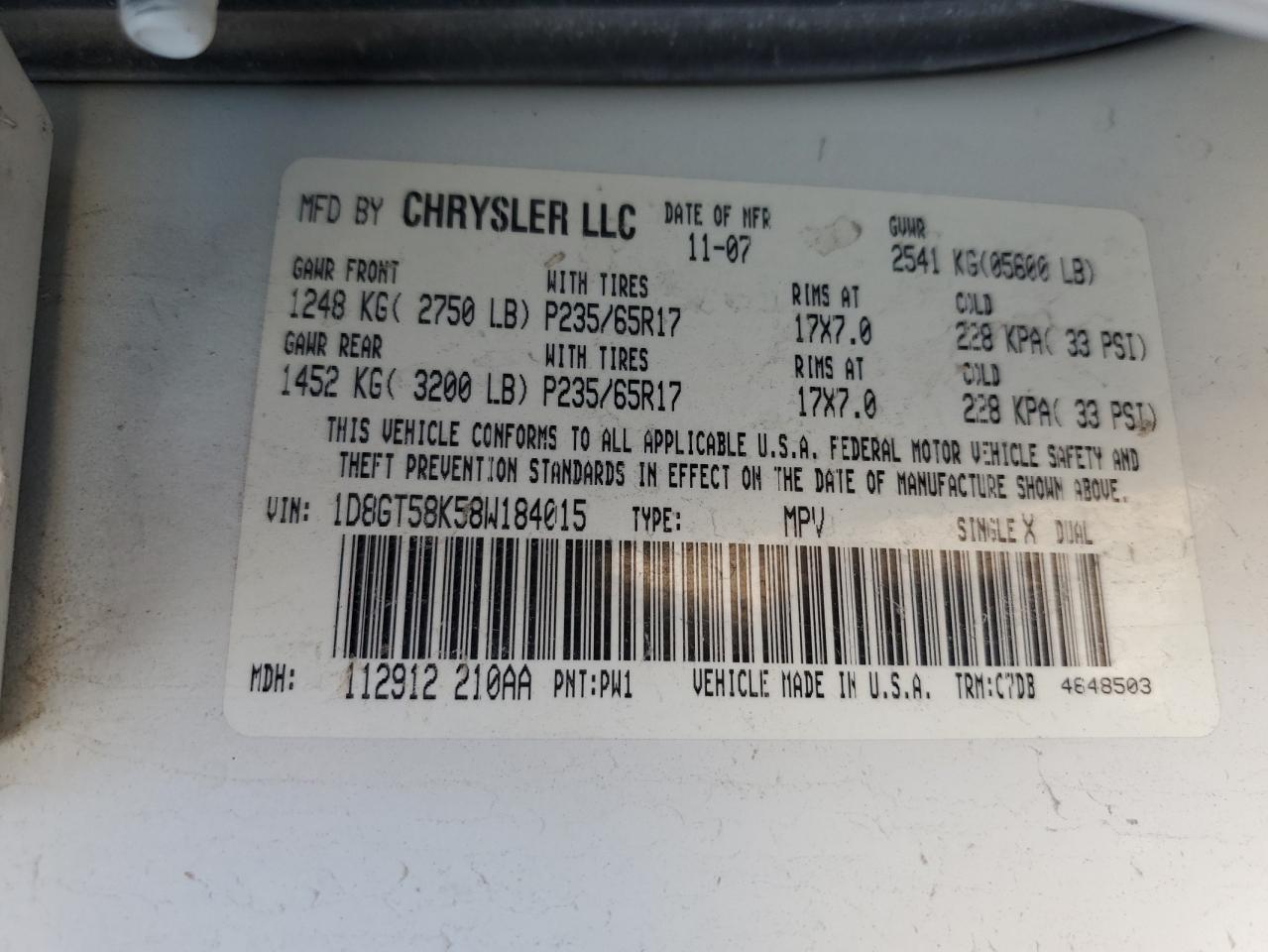 2008 Dodge Nitro VIN 1D8GT58K58W184015 Copart auction photo, all over damage thumbnail 14