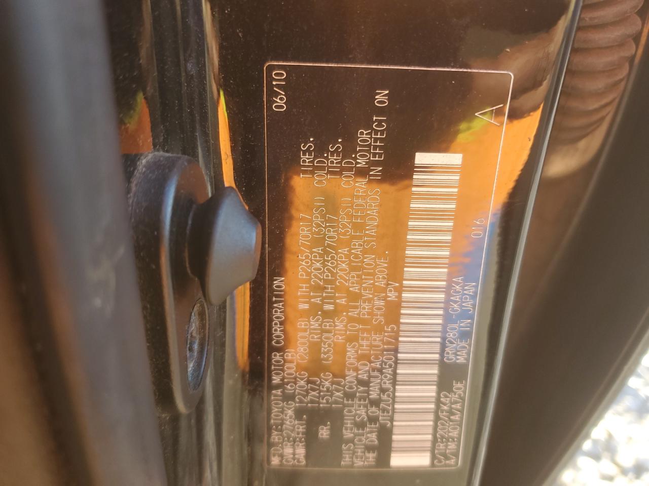 2010 Toyota 4Runner VIN JTEZU5JR9A5011715 Copart auction photo, front end damage thumbnail 15