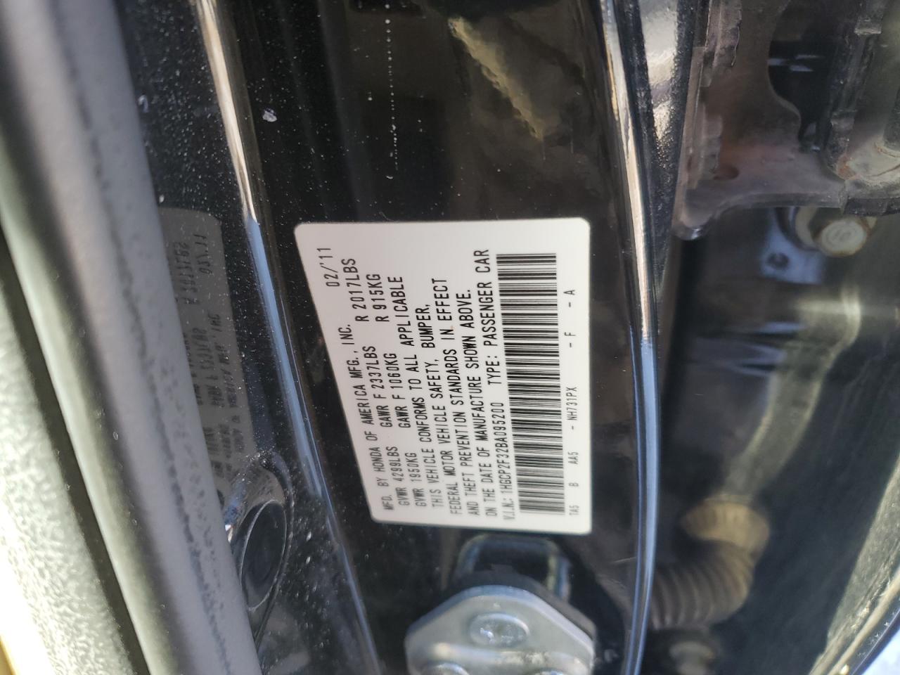 2011 Honda Accord VIN 1HGCP2F32BA095200 Copart auction photo, rear end / minor dent/scratches damage thumbnail 14
