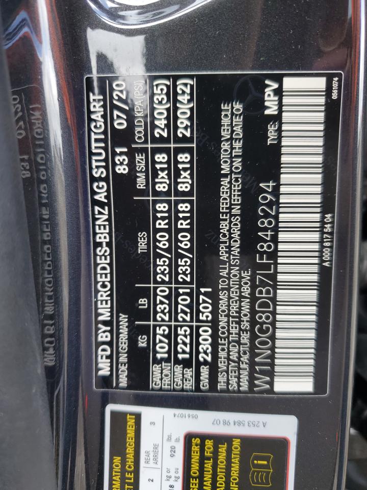 2020 Mercedes-Benz GLC VIN W1N0G8DB7LF848294 Copart auction photo, front end damage thumbnail 14