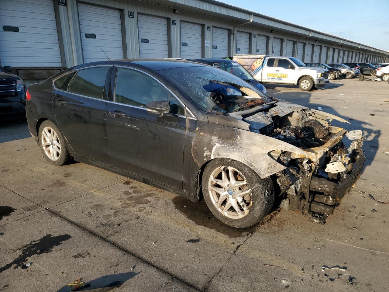 2013 Ford Fusion VIN 3FA6P0HR2DR263918 Copart auction photo, burn - engine / burn damage thumbnail 4