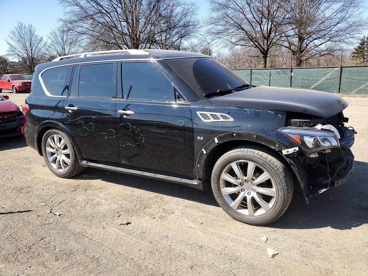 2017 Infiniti QX80 VIN JN8AZ2NE3H9160671 Copart auction photo, front end / minor dent/scratches damage thumbnail 4