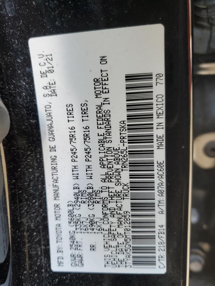 2021 Toyota Tacoma VIN 3TYAX5GN5MT012859 Copart auction photo, front end / minor dent/scratches damage thumbnail 13