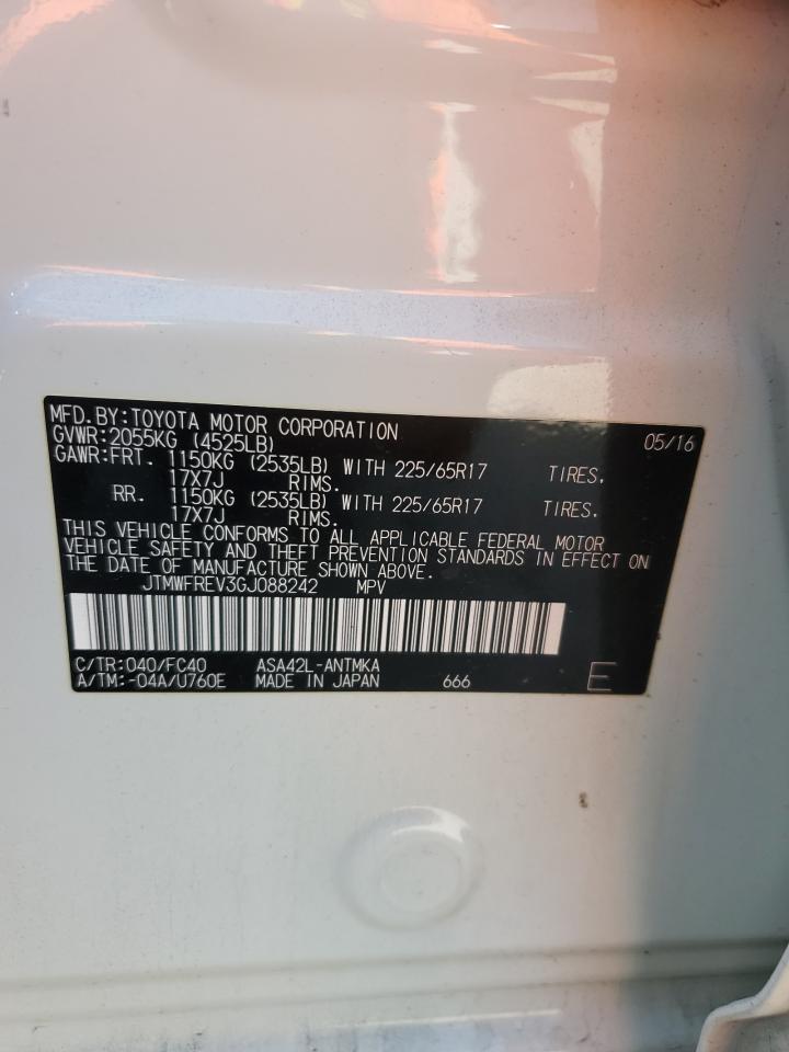 2016 Toyota RAV 4 VIN JTMWFREV3GJ088242 Copart auction photo, rear end / front end damage thumbnail 14