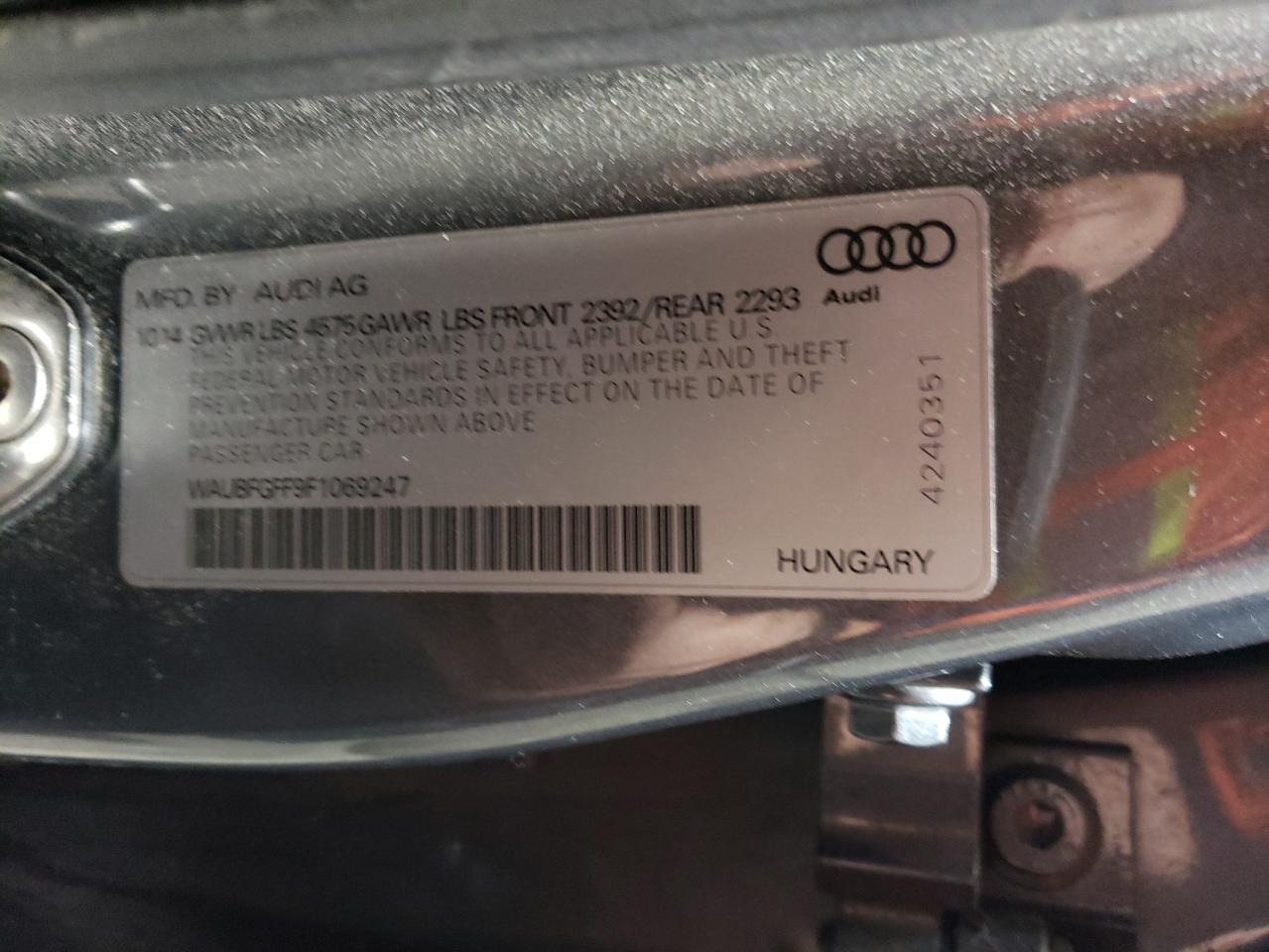 2015 Audi A3 VIN WAUBFGFF9F1069247 Copart auction photo, rear end damage thumbnail 12