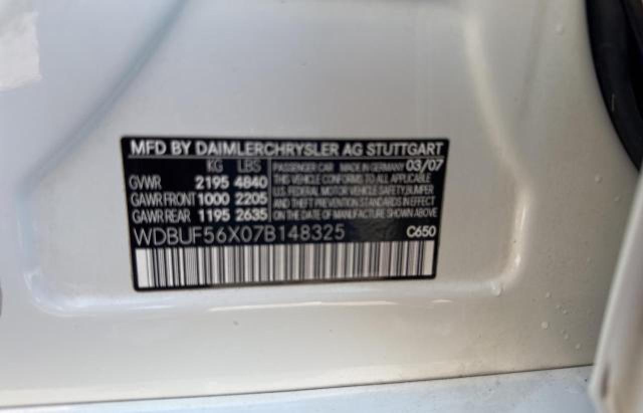 2007 Mercedes-Benz E-klasse VIN WDBUF56X07B148325 Copart auction photo, normal wear damage thumbnail 10